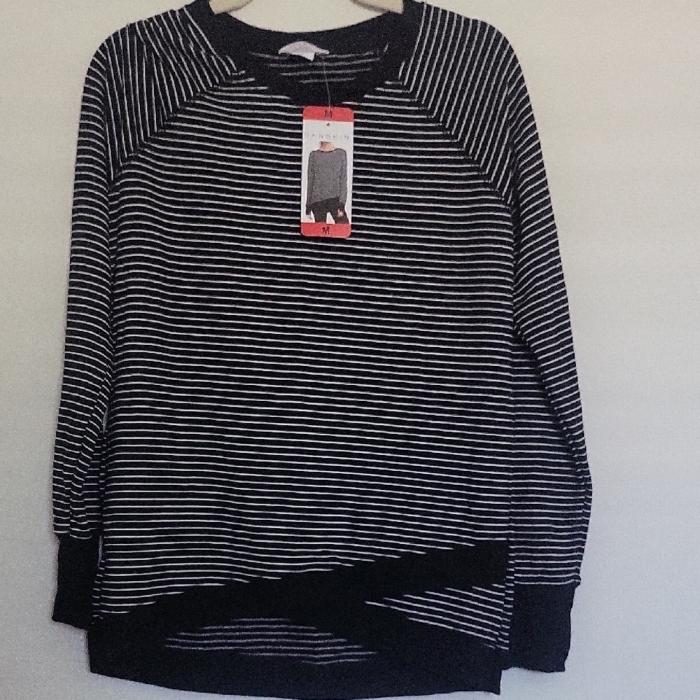 Danskin Black and White Striped Top